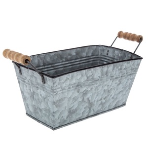 hot sale source galvanized bucket tub <b>rectangle</b> shape with three column outdoor garden planter <b>pot</b> of garden decor - Product Image 2