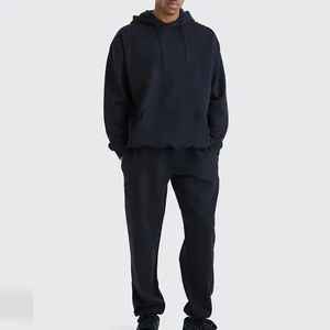 Survêtement en polaire Tech de marque personnalisée, ensemble standard d'hiver gris chiné foncé respirant 66% coton 34% polyester coupe-vent - Product Image 3