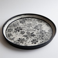 Plaque de charge en résine intégrée à la feuille d'argent Accents de feuilles métalliques Design Art déco léger pour les arrangements de table de fête royale