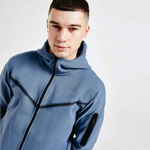 OEM Diseño 69% Algodón 31% Poliéster Azul Hombres Tech Fleece Chándal Cremallera completa Sudadera con capucha Joggers Pantalones de chándal Chándal - Product Image 3