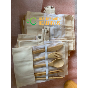 Juego de cubiertos de bambú ecológico a precio barato sostenible y al por mayor con cuchara de bambú, tenedor - Product Image 4