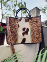 Nouveau sac fourre-tout de créateur en cuir de vachette véritable, sac à main élégant en cuir à poils, sacs sculptés à la main pour femmes, multi-usages