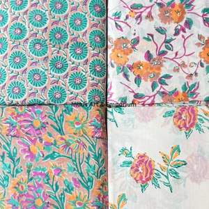 <b>Block</b> Print Cotton Cambric 60X60 Running Fabric Traditional Jaipuri Print Cotton Fabric - Product Image 3