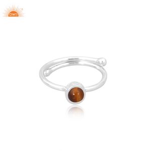 Minimalista amarillo Ojo de Tigre minimalista forma redonda apilable todos los días anillo de mujer piedras preciosas naturales joyería hecha a mano - Product Image 3
