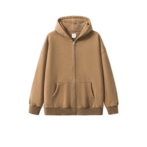 Venta al por mayor 360 gramos de peso pesado de algodón de lana cremallera Sudadera con capucha personalizada Vintage lavado sudaderas con capucha de los hombres - Product Image 3