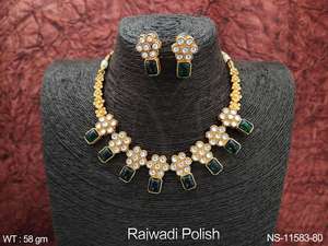 Rajwadi polonais beau Kemp Design fête porter belle Designer porter fantaisie Style Kemp bijoux accessoires collier court ensemble - Product Image 3