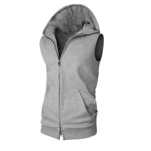 Mens Sleeveless <b>Hoodie</b> Casual Slim Fit Drawstring Plain Tank Top Hooded - Product Image 6