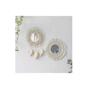 Espejo de pared de macramé de diseño largo, diseño creativo, acabado Natural, decoración navideña, uso para decorar la sala de estar, decoración del hogar - Product Image 4