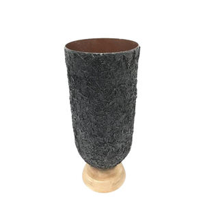 Design antique hôtel décoratif couleur noire grand Pot Vases à fleurs bois/paille fini pour la maison et le mariage à la main - Product Image 1