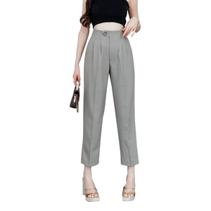Lori femmes taille haute pantalon tailleur imprimé élégant élégant respirant non tissé décontracté mise à niveau fermeture éclair mouche Slim Fit pour votre - Product Image 1