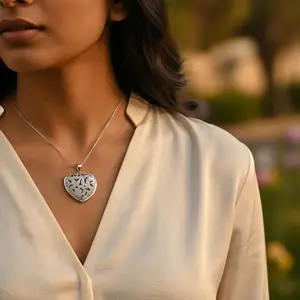 Colgante de Corazón de Filigrana de Plata 925 para Mujer, Regalo de San Valentín - Dijes de Moda - Product Image 3