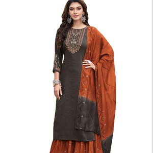 ผ้าซาฮาราชีโนนลายปักหนักแบบดั้งเดิม งานปักเลื่อมหรูหราสำหรับงานปาร์ตี้ ขายส่งจากอินเดียและปากีสถาน - Product Image 1