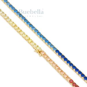Hot Selling 925 <b>Silver</b> Plated 4mm Moissanite Diamond Spectrum Hiphop Style Prong Set <b>Tennis</b> Chain for Men Women <b>Necklaces</b> - Product Image 3