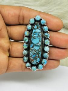 Pendentif Turquoise en Argent Sterling Naturel Pendentif de Mariage Pendentif de Mode Pendentif Bohème Pendentif en Argent Sterling - Product Image 4