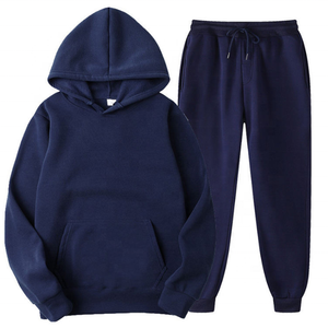 Vente en gros d'ensemble de sweats à capuche surdimensionnés pour hommes de couleur unie personnalisée ensemble de survêtement de jogging d'hiver respirant ensemble de sweat à capuche - Product Image 1