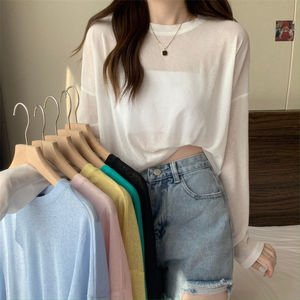 เสื้อสเวตเตอร์แขนยาวผ้าฝ้ายแจ็คการ์ดสำหรับผู้หญิงเสื้อเจอร์ซี่พิมพ์ตัวอักษรออกแบบได้ตามต้องการ - Product Image 5