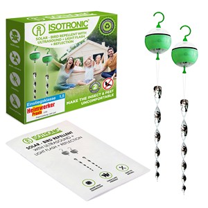 Répulsif solaire pour oiseaux avec ultrasons + flash lumineux + réflexion - Product Image 1
