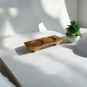 Bandeja de soporte de vidrio de madera hecha a mano y duradera, perfecta para servir bebidas, elegante bandeja ecológica para el hogar o el entretenimiento - Product Image 4