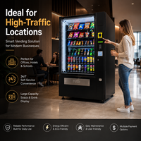 Máquinas Expendedoras de Bebidas y Aperitivos, Dispensador de Snacks con Lector de Monedas, Billetes y Tarjetas, Popular en el Mercado Europeo