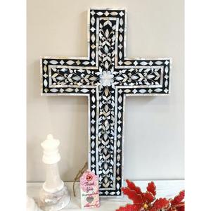 Incrustation de nacre de luxe croix chrétienne tenture murale faite à la main pour la décoration de la maison religieuse utilisation de l'église et cérémonies de baptême - Product Image 6