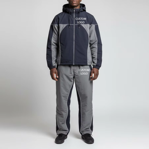 Conjunto de Chaqueta Cortavientos con Cremallera y Pantalones Deportivos Personalizados OEM, Sudadera con Capucha, Conjunto de Pijama, Poliéster/Nailon Sólido Impermeable, Cortavientos de Secado Rápido - Product Image 5