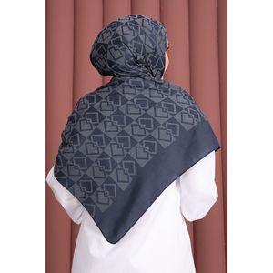 Bufanda Pashmina de Primera Calidad con Diseño Jacquard en Color Índigo, Material de Rayón y Seda para Otoño e Invierno - Product Image 3