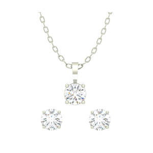 Ensemble de bijoux fins CLARA en argent sterling 925 plaqué rhodium, pendentif rond, boucles d'oreilles, collier avec chaîne, cadeau pour femmes et filles - Product Image 1