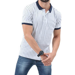 Camiseta a rayas de algodón de media manga para hombre, camiseta informal elegante de talla grande para Polo, gran oferta, camisetas duraderas que absorben la humedad al por mayor - Product Image 1