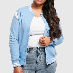 Blouson universitaire pour femme, style Letterman, hiver, col montant, tricoté, respirant, manches en polyester - Product Image 6