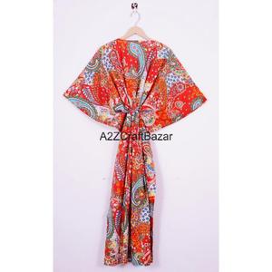 Kaftan pour femmes 100% coton, fait main, robe longue maxi à imprimé floral, robe de plage confortable, style hippie - Product Image 5