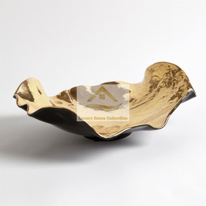 New Collection Affordable Price Chocolate <b>Bowl</b> Leaf Shape <b>Fruit</b> and Nuts <b>Bowl</b> With <b>2</b> <b>Tier</b> Gold Color Hotel Food Serving - Product Image 2