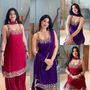 Compre Ropa Étnica de alta calidad fuertemente bordada Salwar Kameez ofrece un excelente color vibrante/Ideal para el comercio al por mayor - Product Image 6