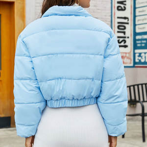 Custom Winter Padding Cotton Outdoor High Quality Polyester <b>Padded</b> Fabric Puffer <b>Jackets</b> for <b>Women</b> Zip Up Down Filling Crop - Product Image 3