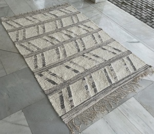 Tapis moderne tendance en laine à poils en boucle tissé à la main pour un usage intérieur et domestique ensemble de tapis à prix d'usine - Product Image 3