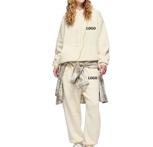 Más tamaño Casual Wear moda 2 piezas mujeres chándal conjunto 100% algodón personalizado Logo chándal para mujer - Product Image 4