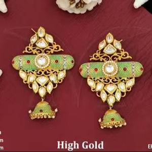 Kundan joyería India alto oro polaco diseñador elegante pendiente estilo Kundan pendiente conjunto - Product Image 1
