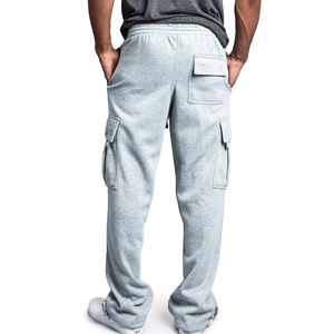 Pantalones de correr de hombre de mezcla de algodón personalizados a bajo precio de fábrica OEM con pantalones de pierna elástica informales con múltiples bolsillos - Product Image 4