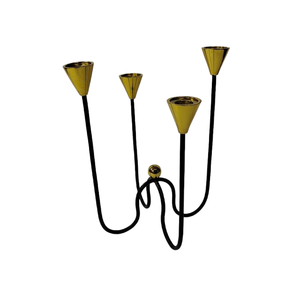 Portavelas moderno chapado en oro brillante para decoración del hogar y eventos de boda candelabro de diseño nórdico hecho a mano - Product Image 5