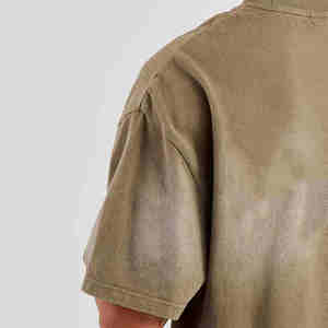 Venta al por mayor de alta calidad 100% algodón lavado con ácido camiseta de peso pesado hombres personalizado en blanco piedra lavado Vintage recortada camiseta - Product Image 4