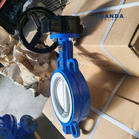 Vanne papillon à disque en fonte ductile avec revêtement PTFE, à engrenage à vis sans fin, disque en acier inoxydable SS304, PN16, pour conduites d'eau, d'huile et de gaz
