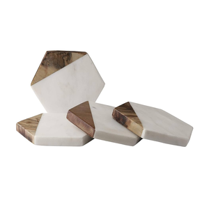 Dessous de verre personnalisé en bois d'acacia et marbre pour mariage pendaison de crémaillère cadeaux de vacances Dessous de verre à café Meilleur prix - Product Image 4