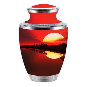 Urna de cremación de aluminio con temática de atardecer personalizada para adultos, urna para cenizas de humanos, fabricante de exportación de urnas para adultos - Product Image 1