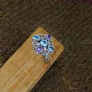 จี้อเมทิสต์สีฟ้าบุษราคัมสีม่วง925ลวดเงินชั้นดีออกแบบงานฝีมือศิลปินชาวโบฮีเมียนจี้ธรรมชาติอันสวยงามมีเสน่ห์ - Product Image 2