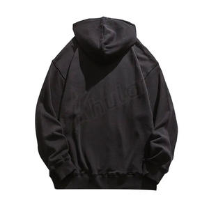 Pull à capuche de luxe surdimensionné pour hommes, impression bouffante noire fermeture éclair hiver brodé personnalisé, vente en gros, 100% coton - Product Image 2