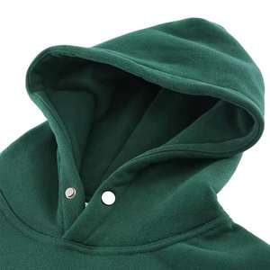 Sweat à capuche en molleton français uni pour homme, sweat à capuche en coton lourd, logo personnalisé, coupe ample, sweat à capuche à boutons pression - Product Image 5
