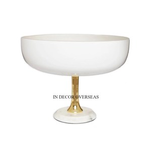 ชามโลหะหินอ่อนสีขาวและชุบทองสินค้ามาใหม่ล่าสุดออกแบบและฐานเสิร์ฟชามจากอินเดีย - Product Image 2