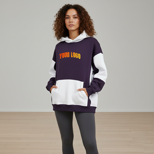 Sweat à capuche personnalisé pour femme, style streetwear vintage, délavé à l'acide et au sel, épaules tombantes, anti-boulochage, logo imprimé en relief - Product Image 1