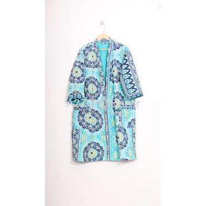 Kimono indien fait à la main en coton Kantha Belle couverture d'hiver courte poches ceinture motif floral Couverture de bikini pour la saison de printemps - Product Image 2