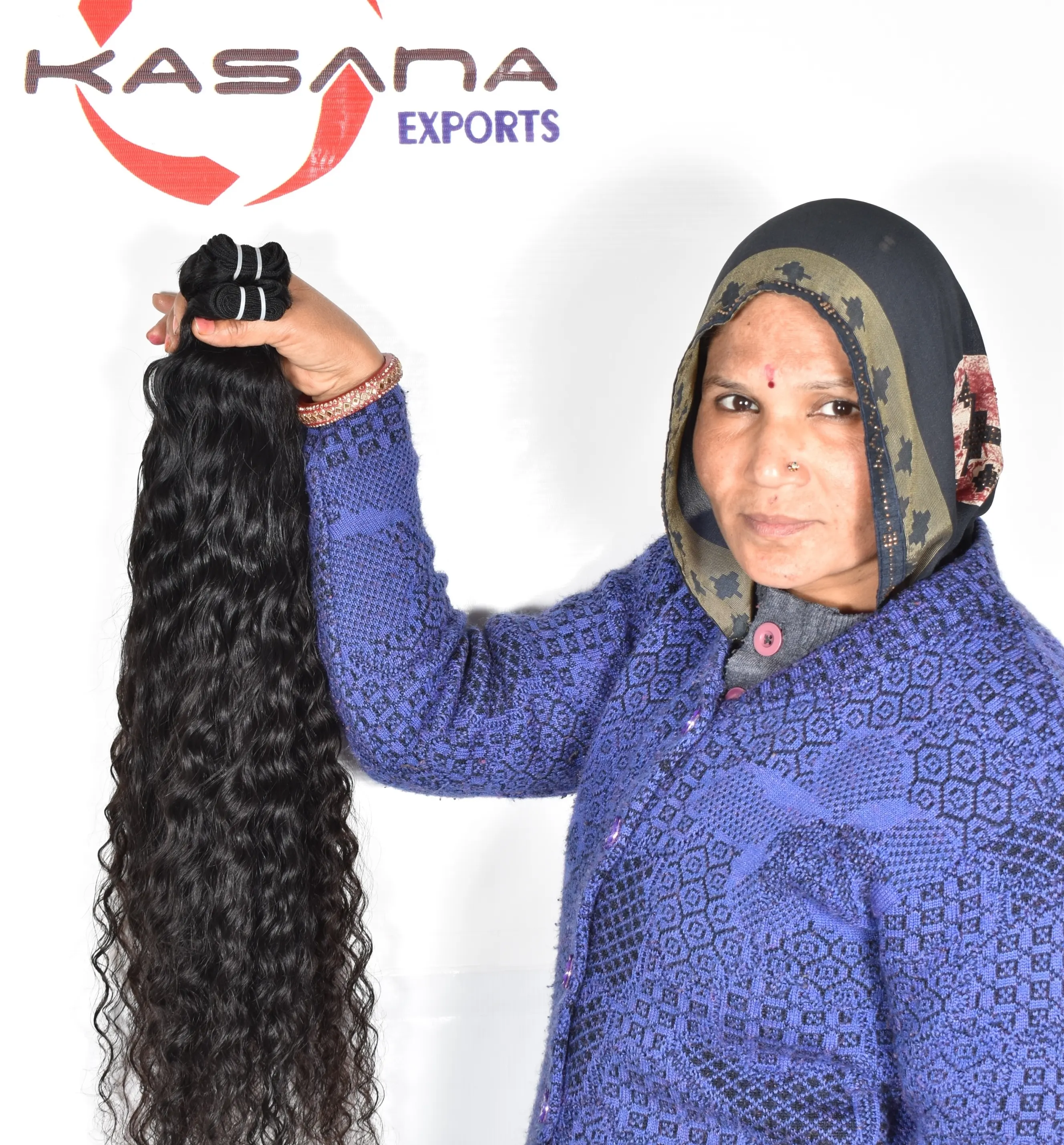 خصلة شعر طبيعي هندي مستقيم ومتموج وعصري للنساء ذوات البشرة السمراء >=50% من شعر الإنسان بأطول نسبة