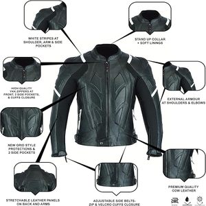 Chaqueta de moto de cuero genuino de carreras de nuevo estilo, cortavientos liso ajustado, chaquetas de moto de cuero de piel de oveja de talla grande - Product Image 5